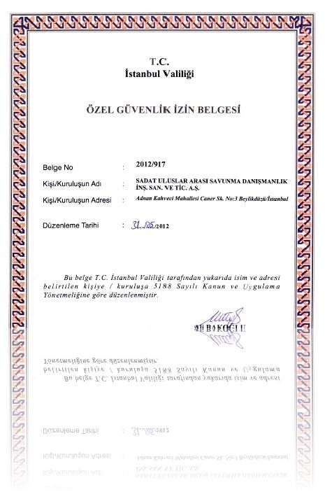 Özel Güvenlik İzin Belgesi