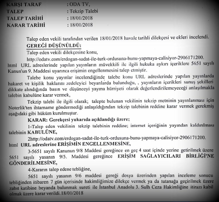 The Decision of Stop access to OdaTV