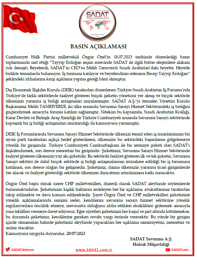 DEİK Körfez İş Forumuna Katılımımız Hakkında Basın Açıklaması