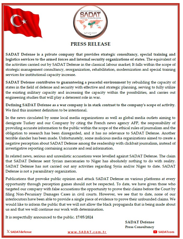 Press Release regarding news sourced from Agence France Presse – AFP